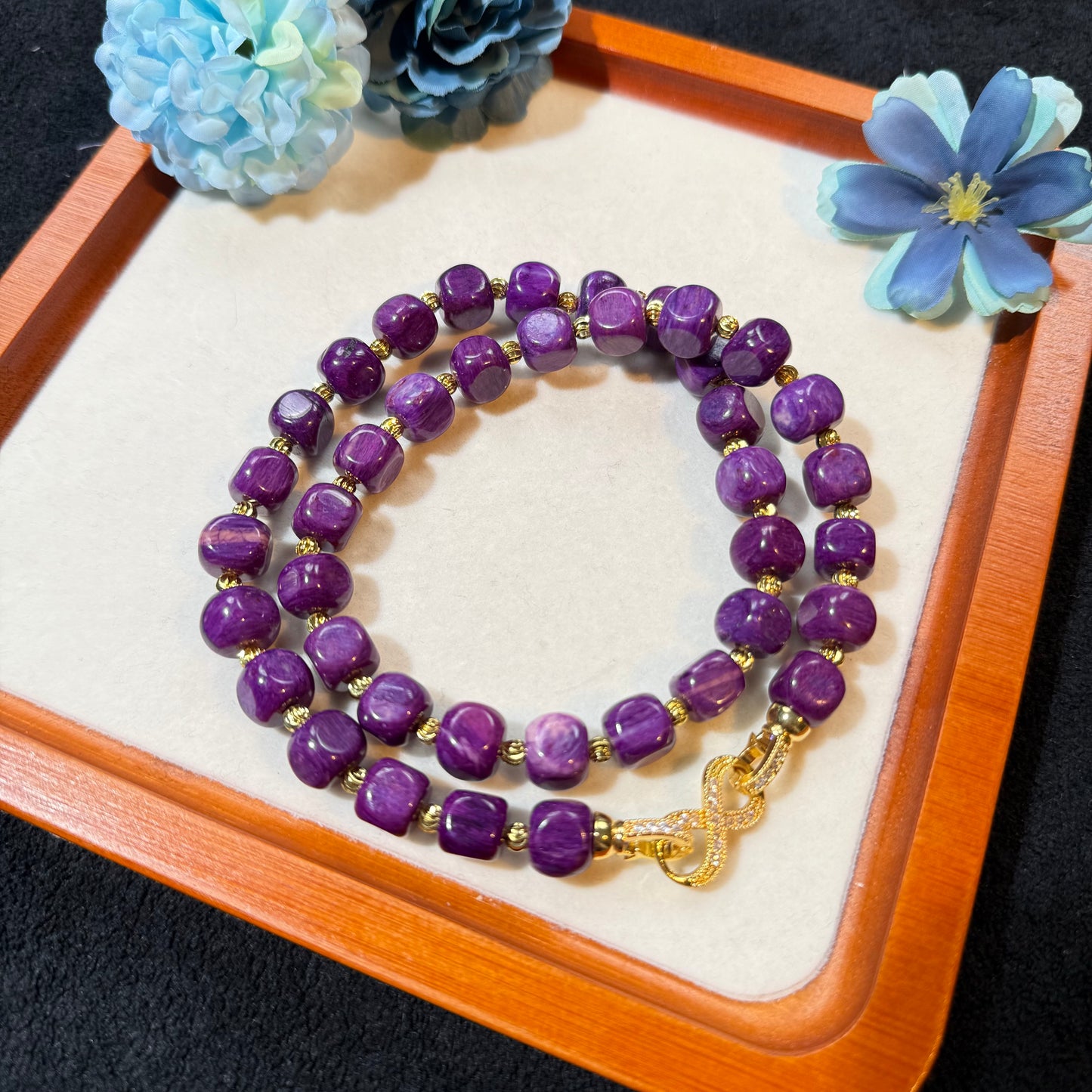 南非舒俱来 丝绒 帝王紫 方糖 项链