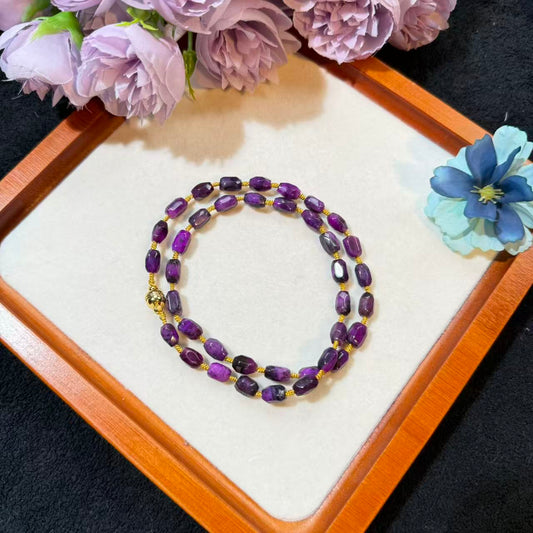 南非舒俱来  玉化料 帝王紫 切割面 项链